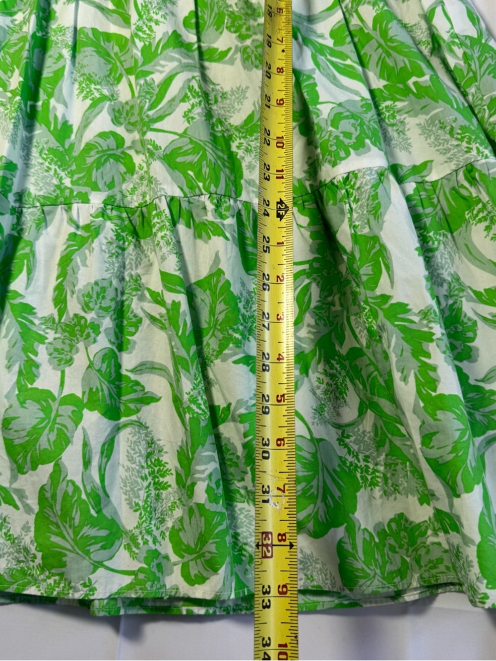 Olivaceous Womens Green Leaf Cotton Tiered Mini Dress Medium - Picture 12 of 14